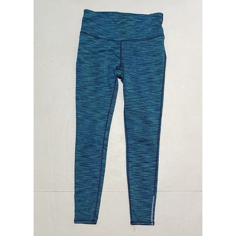 prAna Womens Small High Waist Yoga Leggings Blue Teal Space Dye Athletic Pants